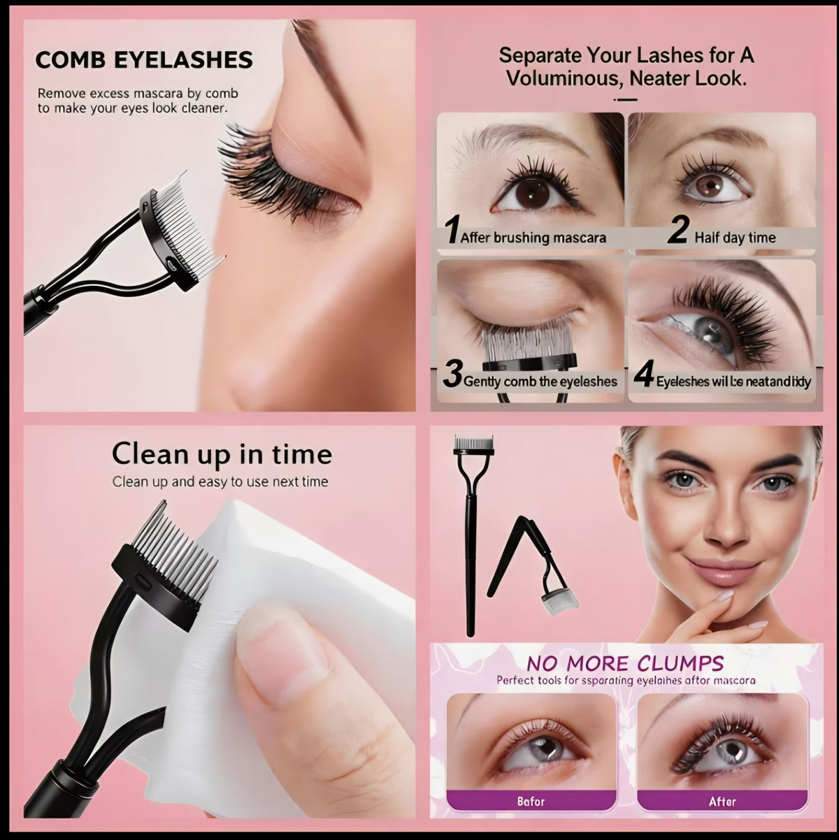 15PCS Eyelash curler and Eyebrow brush set