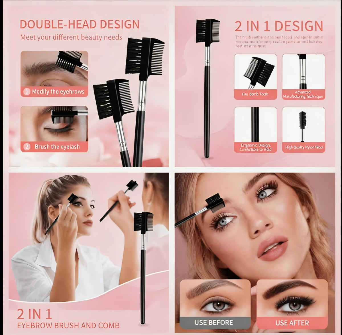 15PCS Eyelash curler and Eyebrow brush set