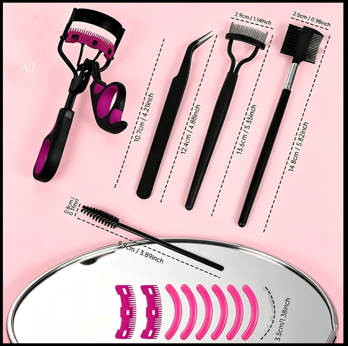 15PCS Eyelash curler and Eyebrow brush set